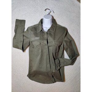Arizona Jeans Amazing Army Green Snap Button Long Sleeve Shirt Shacket M